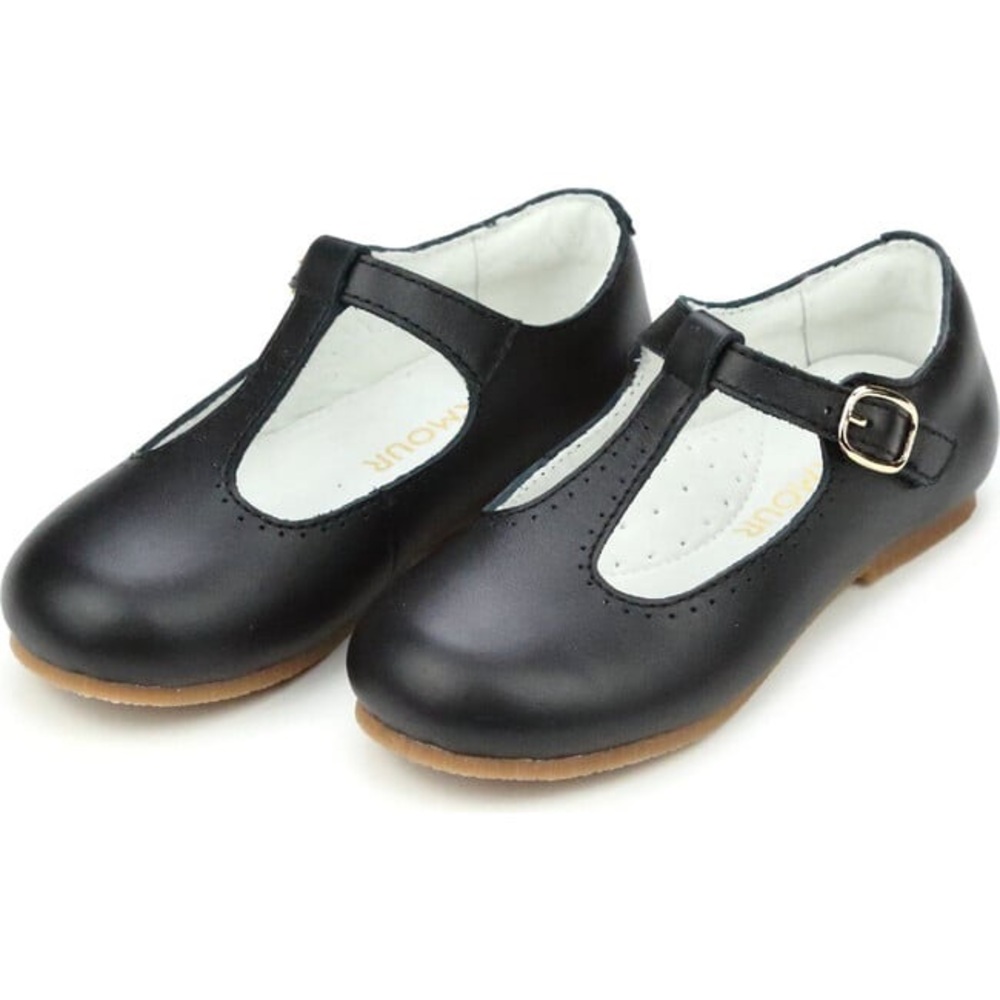 NEW L’Amour Eleanor T-Bar Black Flat sz 2